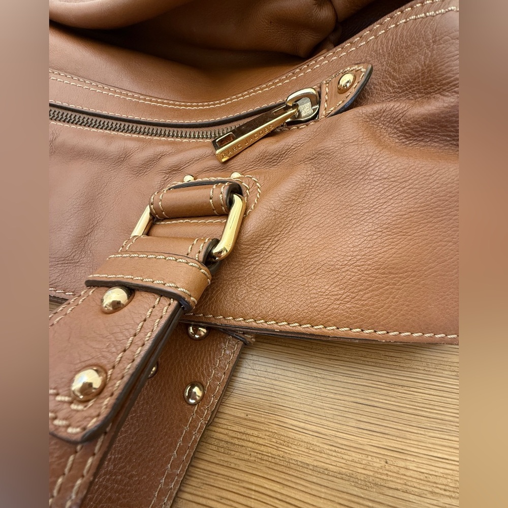 Marc Jacob Large Brown Leather Handbag Satchel Purse - Picture 9 of 11